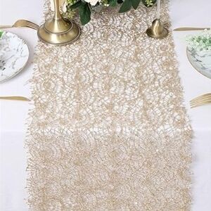 Mesh Sequin Table Runner Champagne Gold 12 x 80 inch Glitter Table Runner, NEW!